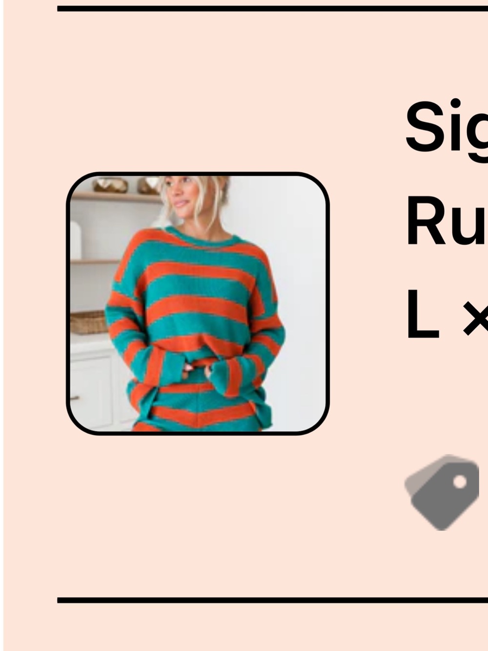 Sign Of The Times Teal And Rust Striped Sweater Set